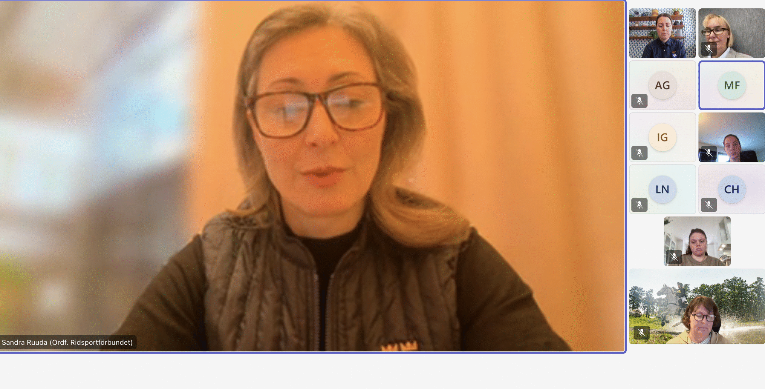 Sandra Ruuda, Präsidentin des schwedischen Reiterverbandes in der digitalen Pressekonferenz. Foto: kimc.nu/Kim Lundin