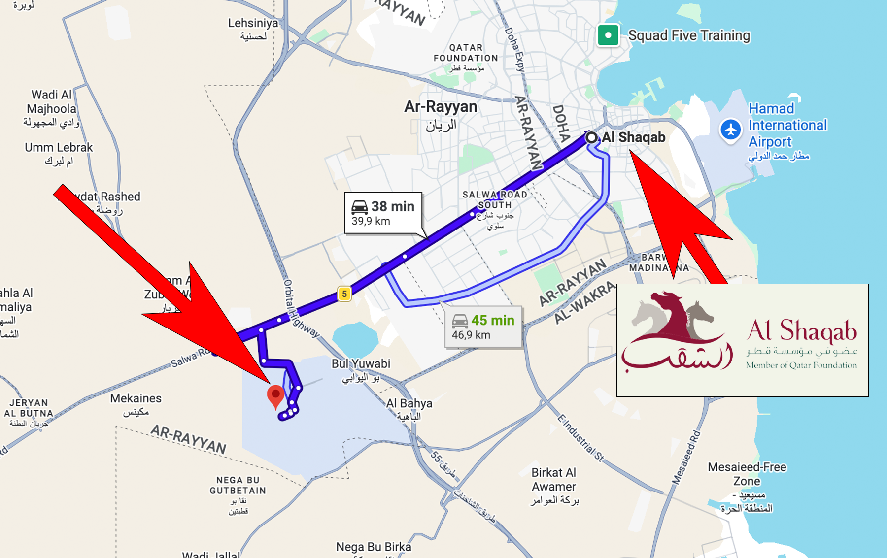 Die US-Air Base liegt nur knapp 40 Kilometer von dem Reitstadion Al Shaqab entfernt in Doha.