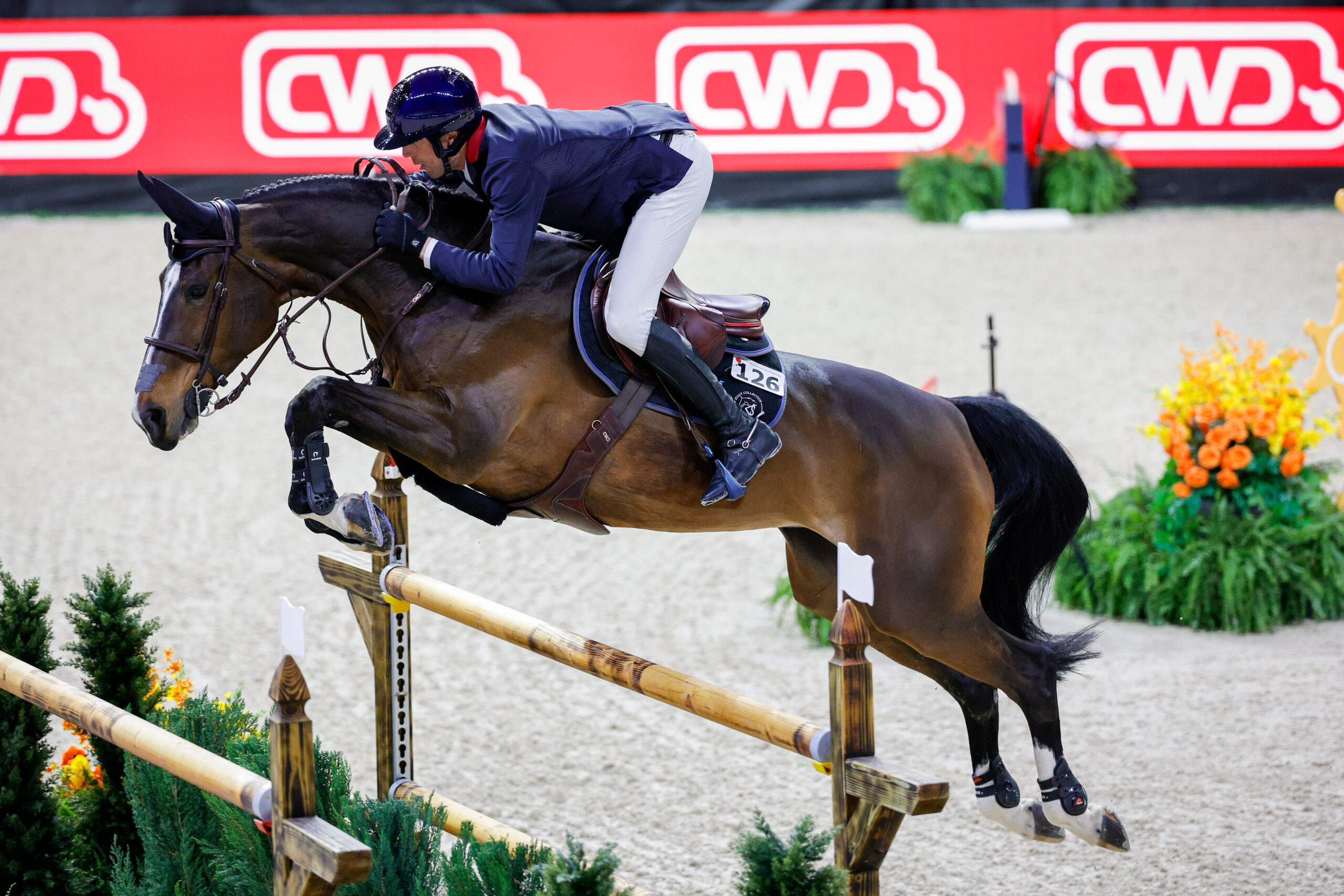 Auch Kevin Staut wollte bei seinem 16. Weltcup-Auftritt ganz vorne stehen. Er und Visconti du Telman gingen als Dritte in die heutige Entscheidung, kassierten aber im ersten Parcours einen Abwurf und endeten als Fünfte. Foto: Sportfotos-lafrentz.de/Tiffany van Halle