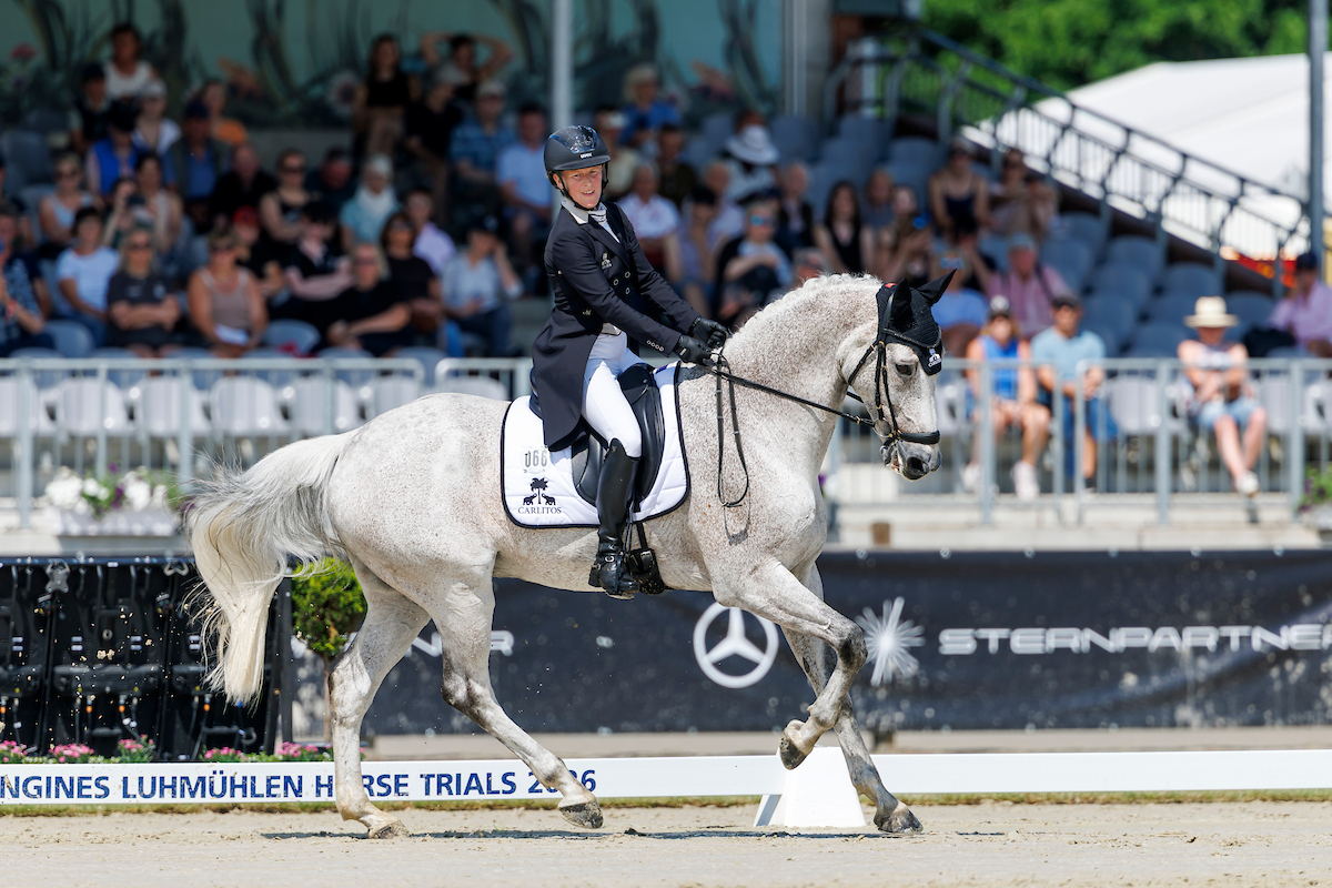 Malin Hansen-Hotopp and Quidditch are in second place after the dressage at the 2026 German Championships in Luhmühlen. Photo: sportfotos-lafrentz.de