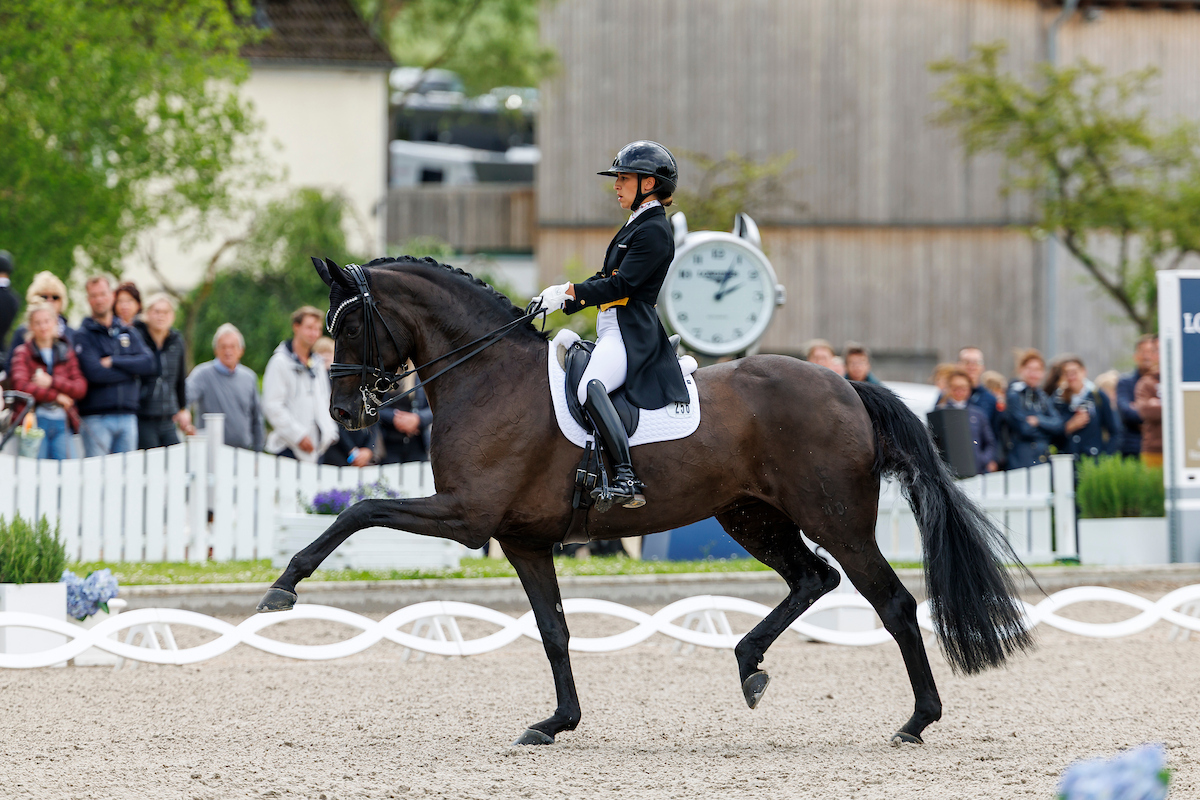 Charlott-Maria Schürmann and Dante's Pearl OLD, third in the Grand Prix at the German Dressage Championships in Balve 2026. photo: sporfotos-lafrentz.de 