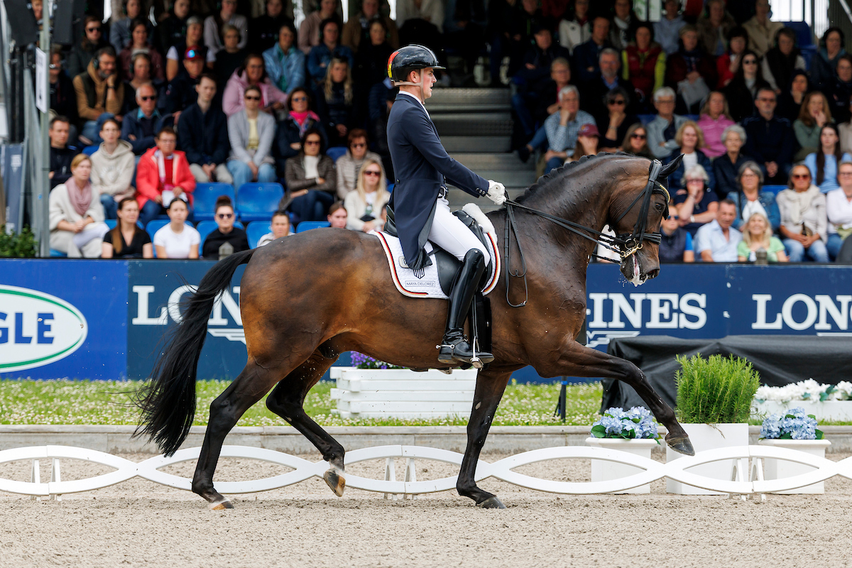 Frederic Wandres won his eighth medal, his sixth silver, with the experienced rider Bluetotth OLD. Photo: sportfotos-lafrentz.de