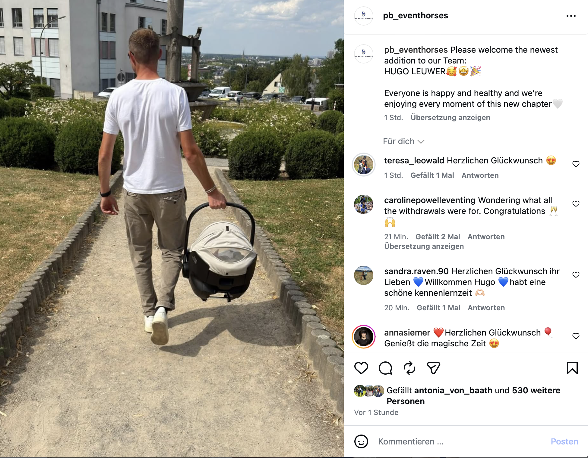 A historic moment for the proud dad with the newest member of Team PB Eventing. Photo: Instagram