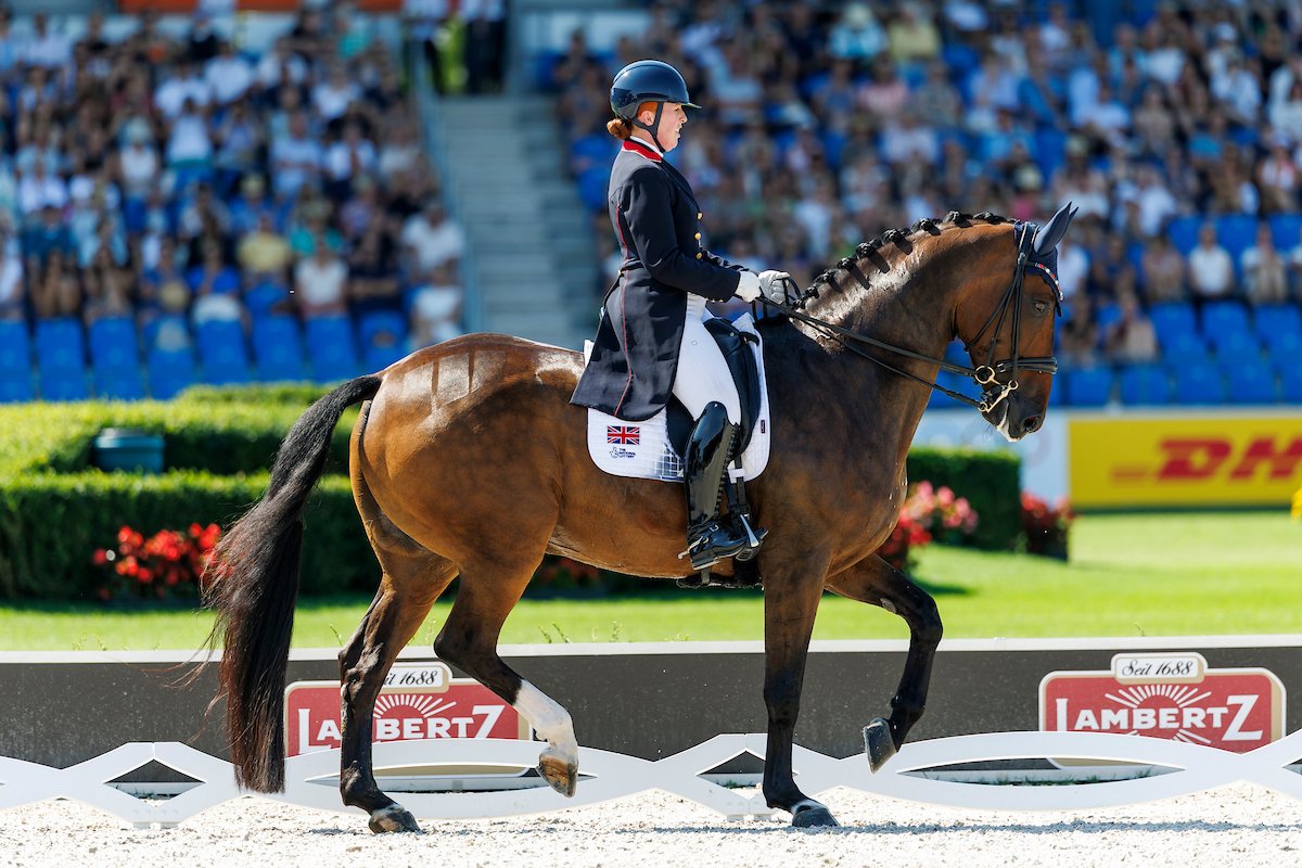Becky Moody (GBR) und Jagerbomb lieferten im Grand Prix Special einen Ritt ohne Fehl und Tadel bei der WM in Aachen ab. Foto: sportfotos-lafrentz.de