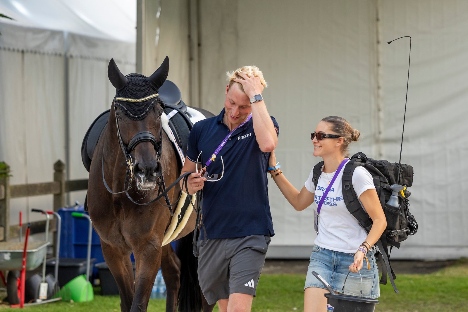 Freude, Erleichterung, alles zusammen auch beim Team Wandres Lars Ligus und Lilly Kasselmann, die vor wenigen Wochen noch Ponyeuropameisterin in Le Mans wurde.
Foto: 