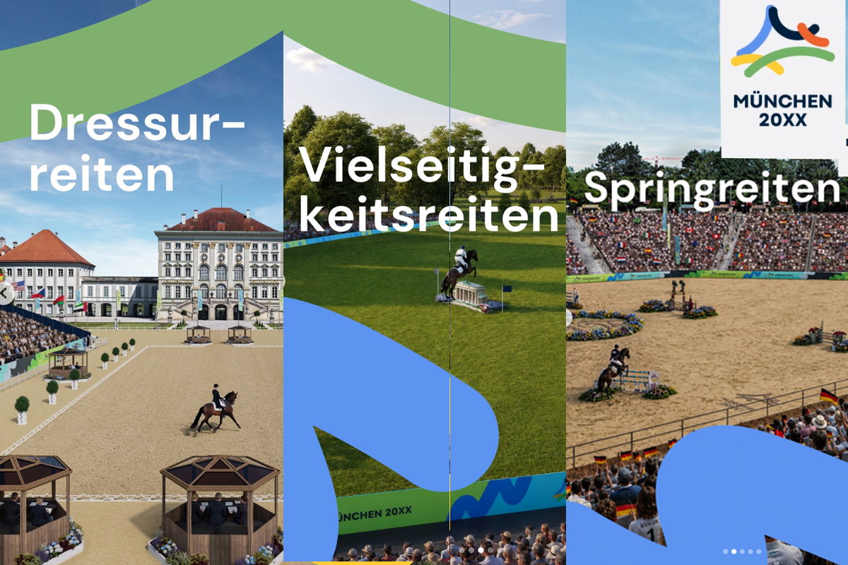 München bewirbt sich für Olympia 20XX (2026, 2040, 2044) - Reitsport an drei Orten geplant: Foto: Collage Sportstadt München