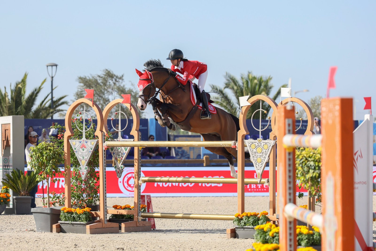 Ioli Mytilineou und Casanova Hastak waren das einzige Paar, das heute in Rabat zweimal null sprang. 
Foto: Liuba Buzzola/LGCT